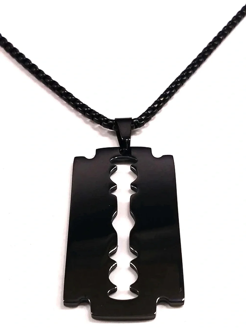 Black Razor Blade Pendant Necklace - Men Accessories